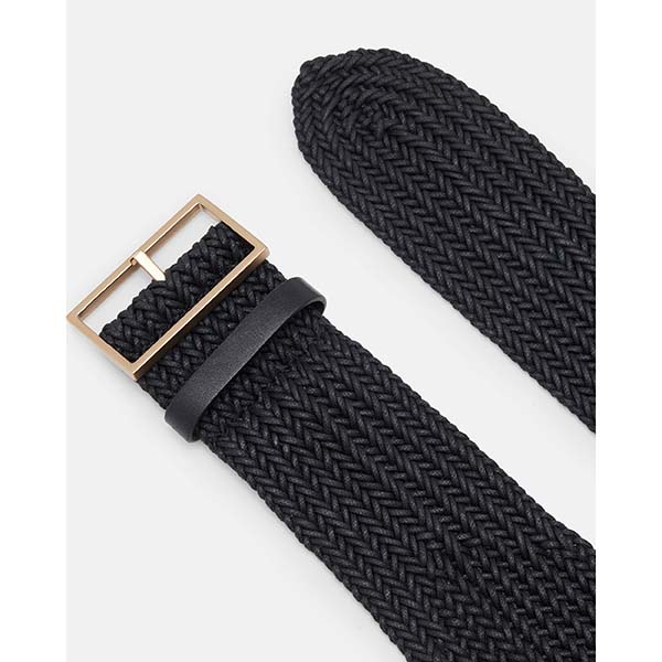 Allsaints Australia Womens Larisa Wide Woven Belt Black/Brass AU36-162